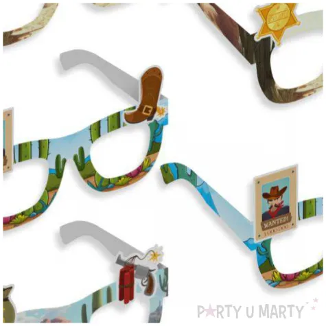 okulary party kowbojskie party papierowe 6 szt