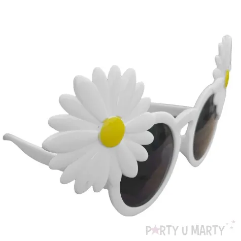 okulary party kwiatki stokrotki biale folat