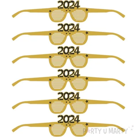 okulary party nowy rok 2024 zloty 6 szt