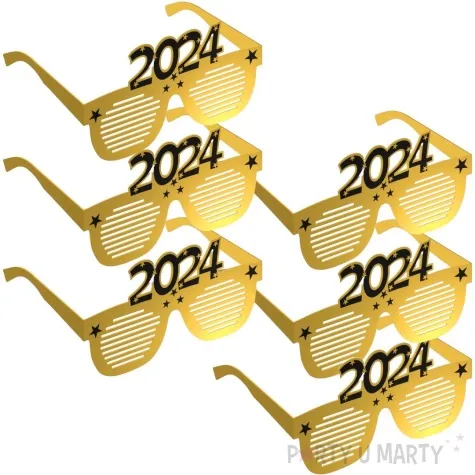 okulary party nowy rok 2024 zloty 6 szt