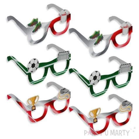 okulary party pilka nozna papierowe mix 6 szt