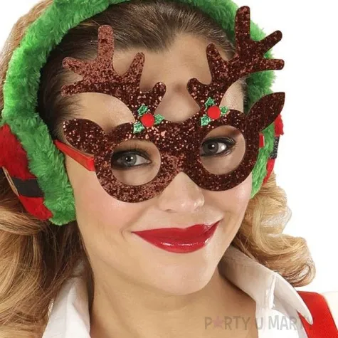 okulary party renifer brazowy polysk widmann