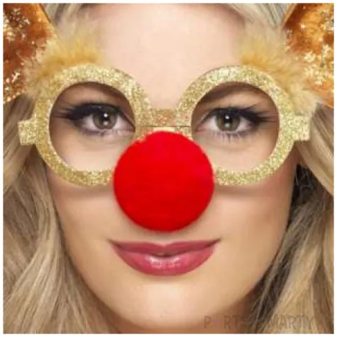 okulary party renifer rudolf zloto czerwone smiffys