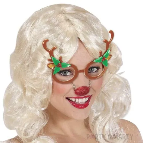 okulary party renifer z czerwonym nosem brazowe widmann
