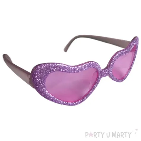 okulary party serca brokatowe fioletowy aster