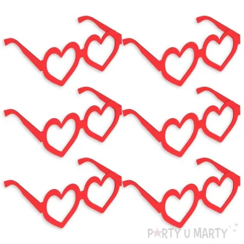 okulary party serca w kolorze truskawek papierowe 6 szt