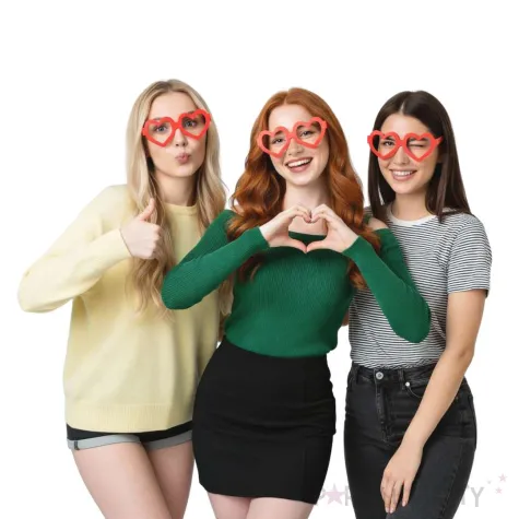 okulary party serca w kolorze truskawek papierowe 6 szt