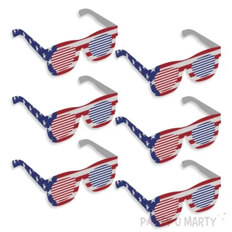 okulary party usa amerykanskie flagi papierowe 6 szt
