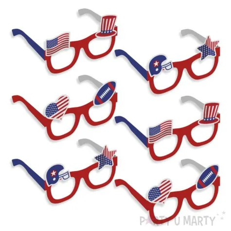 okulary party usa amerykanskie symbole papierowe mix 6 szt