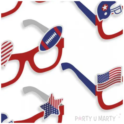 okulary party usa amerykanskie symbole papierowe mix 6 szt