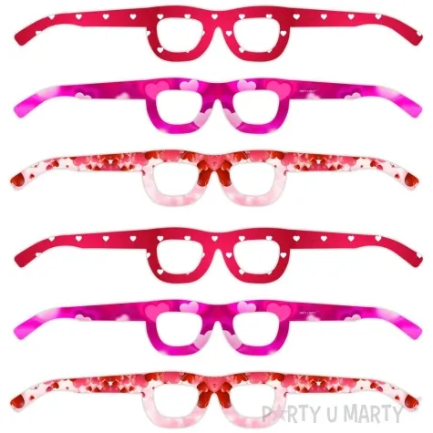 okulary party w kolorze walentynek mix 6 szt