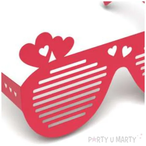 okulary party walentynkowe serca papierowe 6 szt