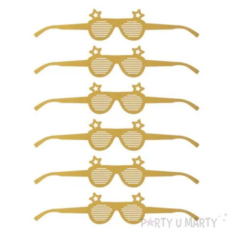 okulary party zlote gwiazdki papierowe 6 szt