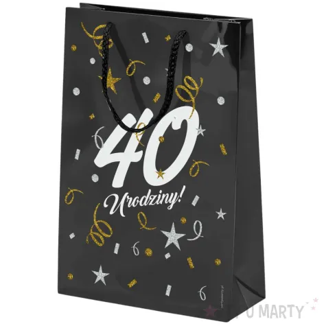 opakowanie na prezenty papierowa torba prezentowa 40 urodziny glamour 32x24x9 cm