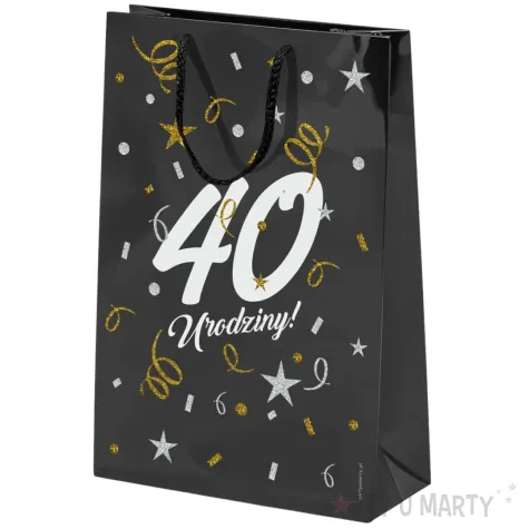 opakowanie na prezenty papierowa torba prezentowa 40 urodziny glamour 40x30x10 cm
