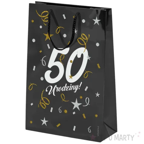 opakowanie na prezenty papierowa torba prezentowa 50 urodziny glamour 40x30x10 cm