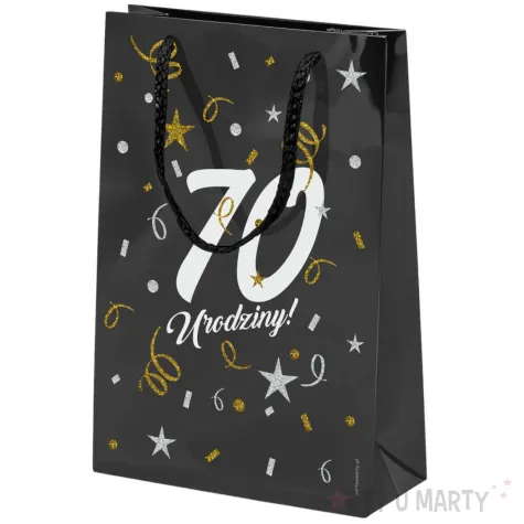 opakowanie na prezenty papierowa torba prezentowa 70 urodziny glamour 25x17x7 cm