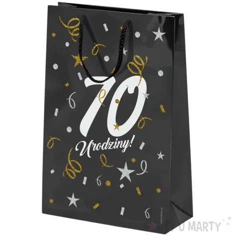 opakowanie na prezenty papierowa torba prezentowa 70 urodziny glamour 40x30x10 cm