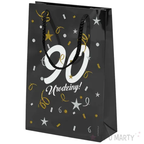 opakowanie na prezenty papierowa torba prezentowa 90 urodziny glamour 25x17x7 cm