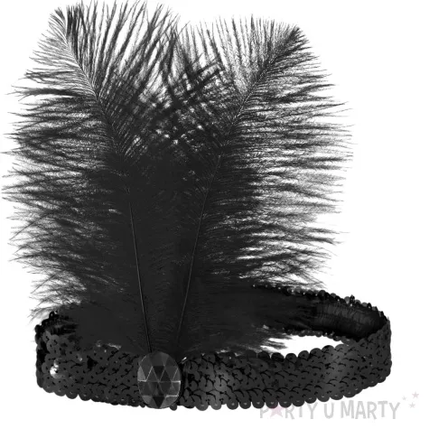 opaska elastyczna retro flapperka czarny partypal