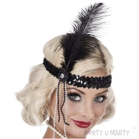 opaska elastyczna retro lata 20 czarna boland