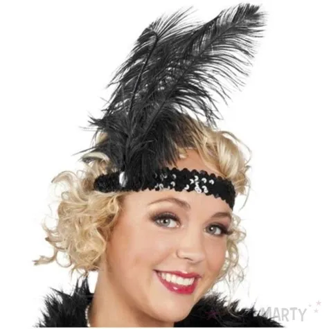 opaska elastyczna retro lata 20 czarna partytino