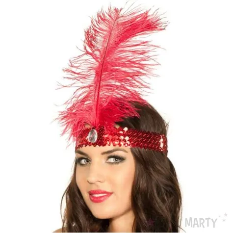 opaska elastyczna retro lata 20 czerwona kraszek