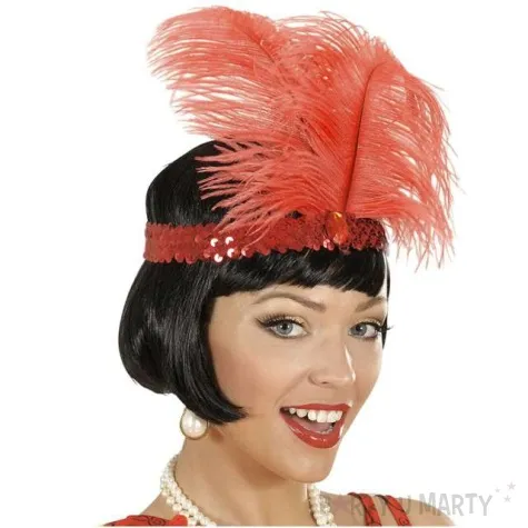 opaska elastyczna retro lata 20 czerwona widmann