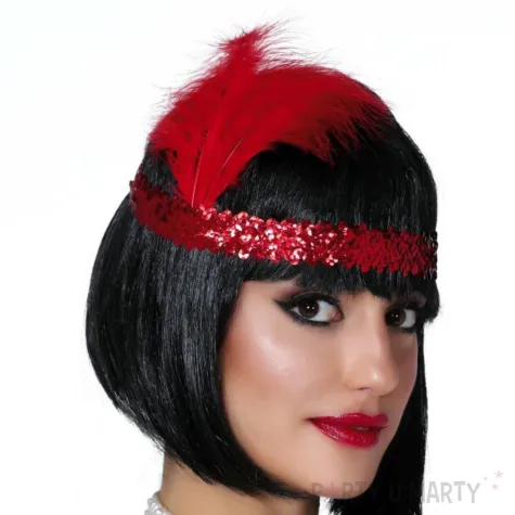 opaska elastyczna retro lata 20 czerwony guirca