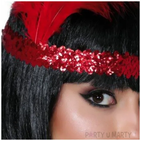 opaska elastyczna retro lata 20 czerwony guirca