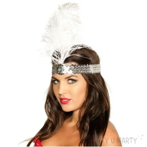 opaska elastyczna retro lata 20 srebrna kraszek