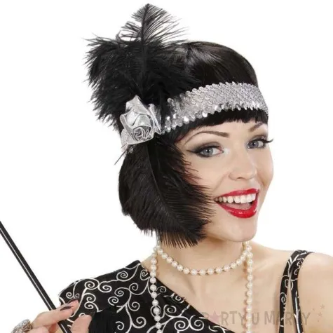 opaska elastyczna retro lata 20 srebrna widmann