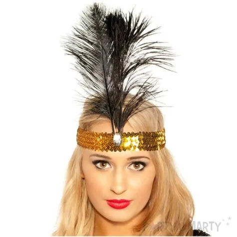 opaska elastyczna retro lata 20 zlota kraszek