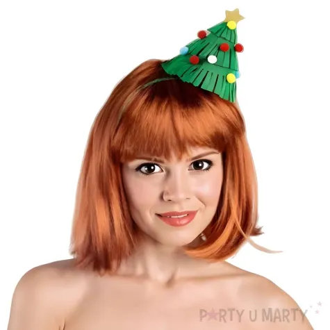 opaska na glowe choinka dodatek do stroju na boze narodzenie swieta zielona 13 x 24 cm