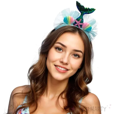 opaska na glowe syrena dodatek do stroju na karnawal z muszelkami rozgwiazda i ogonem