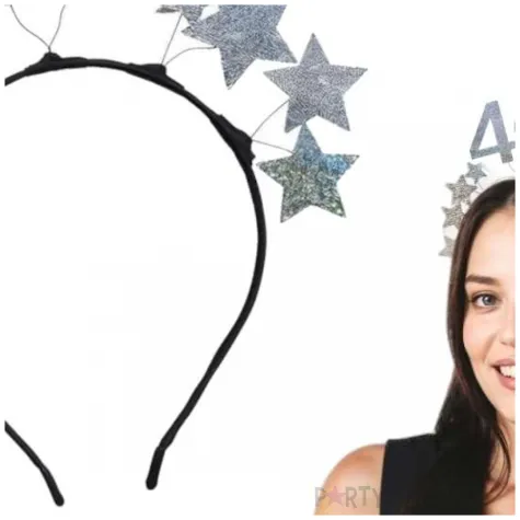 opaska party 40 urodziny gwiazdki cekinowe srebrny partydeco