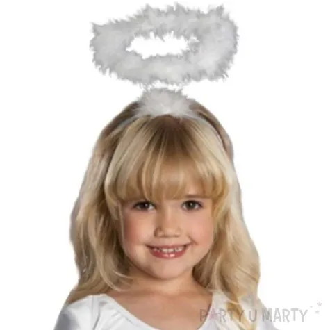 opaska party aureola anielska z piorami biala partytino