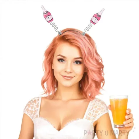 opaska party butelka szampana rozowy