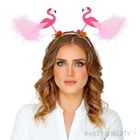 opaska party flamingi z puchem rozowy widmann