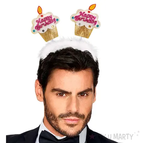 opaska party happy birthday babeczki i marabou zloty widmann