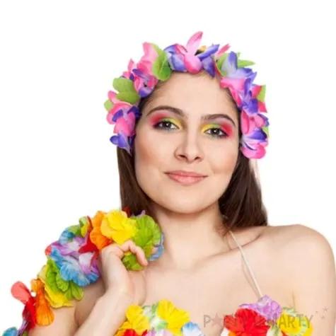 opaska party hawajskie kwiaty fioletowy mix godan