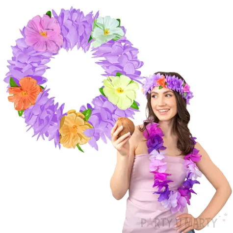 opaska party hawajskie kwiaty fioletowy partypal