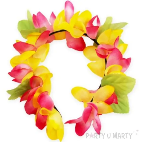 opaska party hawajskie kwiaty pomaranczowy mix godan