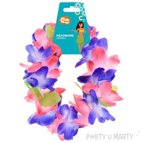 opaska party hawajskie kwiaty rozowo fioletowa godan