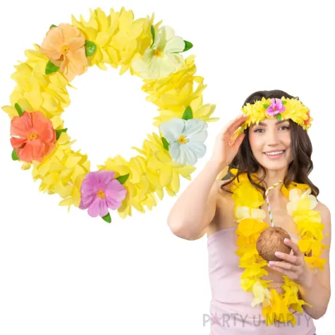 opaska party hawajskie kwiaty zolty partypal