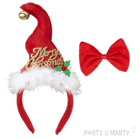 opaska party jingle bell czerwony zestaw opaska mucha widmann