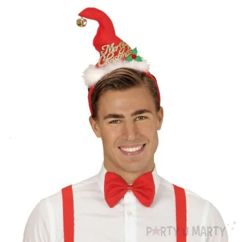 opaska party jingle bell czerwony zestaw opaska mucha widmann