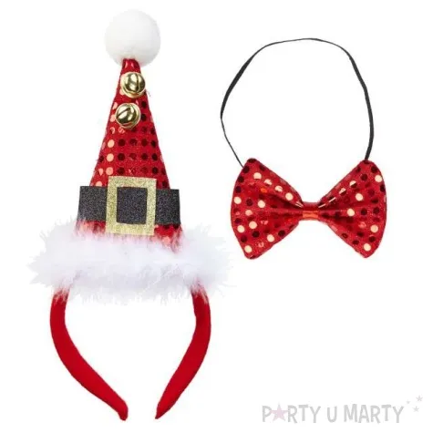 opaska party jingle bells czerwony zestaw opaska mucha widmann