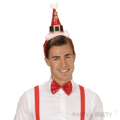 opaska party jingle bells czerwony zestaw opaska mucha widmann