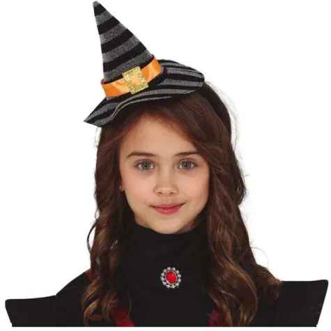 opaska party kapelusik czarownicy czarno srebrny guirca